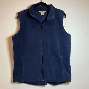 Woolrich Womens Fleece Vest Navy Blue Full Zip Pockets Size L